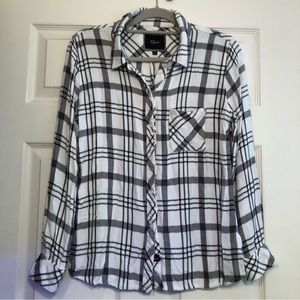 Rails White and Gray Plaid Button-Down Shirt